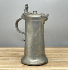 Vintage Antique Pewter Flagon Pitcher Jug Makers Mark Rose & Other