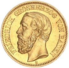 Baden Friedrich I. 20 Mark 1894 G Gold vz+ Jäger 189