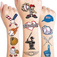 96PCS Baseball Pre-Cut Temporary Tattoos for Kids - Sports Themed Birthday Party