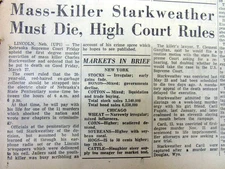 1958 newspaper NEBRASKA spree KILLER CHARLES STARKWEATHER is SENTENCED TO DEATH