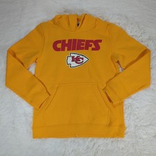 Boys Kansas City Chiefs Pullover Fleece Hoodie Yellow Size Large 14-16