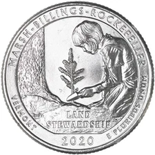 2020 P Parks Quarter ATB Marsh-Billings National Park BU CN-Clad US Coin