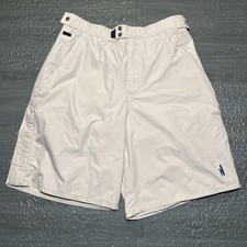 Johnnie-O Shorts TSUNAMI Board Trunk Mens Large Cream Waterproof Zip Pockets