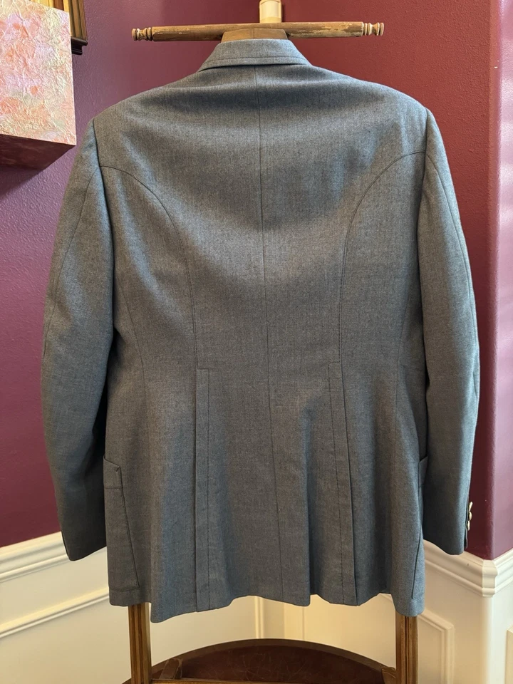 Traje de dos piezas gris años 70, estilo discoteca, solapas anchas, ~42R 34W hecho en unión 🇺🇸 Foto 3 de 4