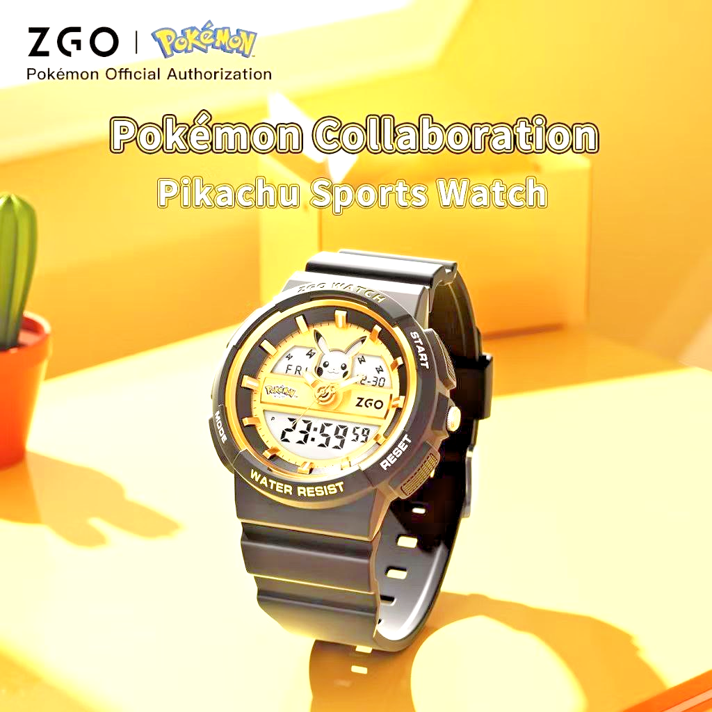 ZGO Pokémon Pikachu Kids Digital Watch Dual Display Waterproof