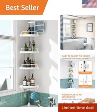 Corner Shower Caddy Tension Pole: Rust Proof 4Tier Shampoo Storage Organizer ...