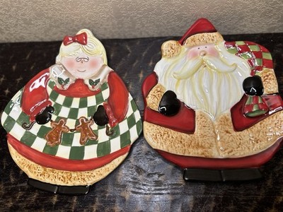 Santa & Mrs Clauss Plate Becca Barton Certified Int'l Ceramic Christmas 9x7
