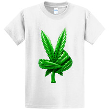 NEW Art Society 420 PEACE LEAF WHITE Tee Shirt SMALL-6XLARGE MADE IN USA