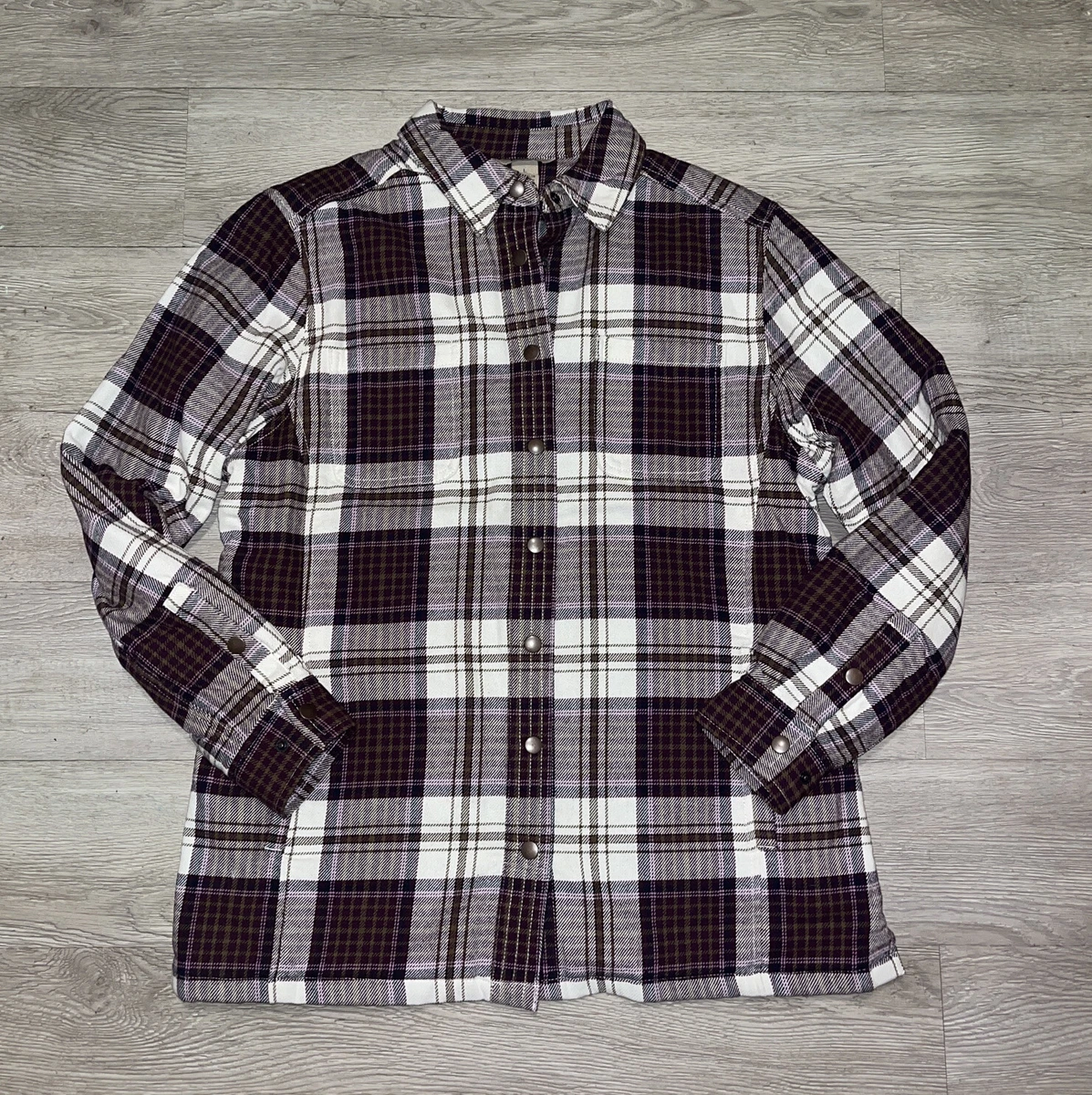 Duluth Trading Co Women s Size Large Plaid Flannel Jacket Lined