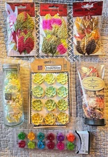 10 Pkg Lot Prima Marketing Paper Fabric Foil Flower Embellishments: 325 pcs. min