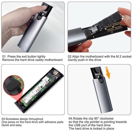M.2 NGFF SATA SSD to USB 3.1 Portable External Drive Case Adapter Enclosure I5W1 - 第 13/14 張圖片