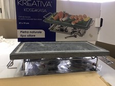 Grill Da Tavolo In Pietra Naturale, Vassoio E Bruciatori In Acciaio Cromato