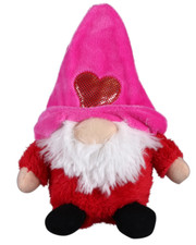 Fuzzy Friends Valentine's Plush Gnome with Bunny Ears 6"  Pink and Red