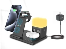 TRON 3-in-1 Fast Wireless Charger with 25W LED Power Adapter &Cable
