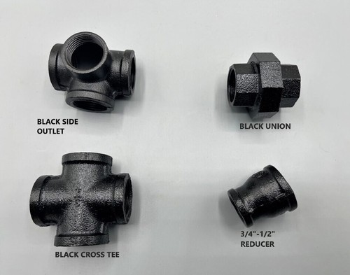 1/2" BSP MALLEABLE iron pipe and pipe fittings GREY AND BLACK , STEAM PUNK, - Picture 46 of 47