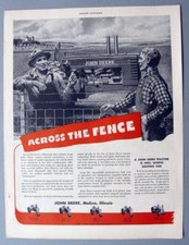 Original 1945 John Deere Tractor Ad ACROSS THE FENCE...WORTH WAITING FOR
