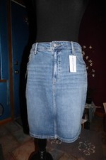 OLD NAVY BOHO BLUE JEANS DENIM MINI PENCIL SKIRT SLIT IN BACK 5 POCKETS 16