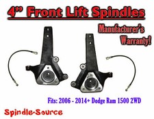 4 In Lift Spindles Brake Lines 06-08 09-14 For 06 - 18 Dodge Ram 1500 2wd