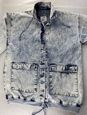 Vintage 80s 90s Acid Wash Denim Jacket Oversized Lined Women OSFA Current Seen
