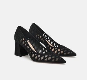 black leather pumps block heel