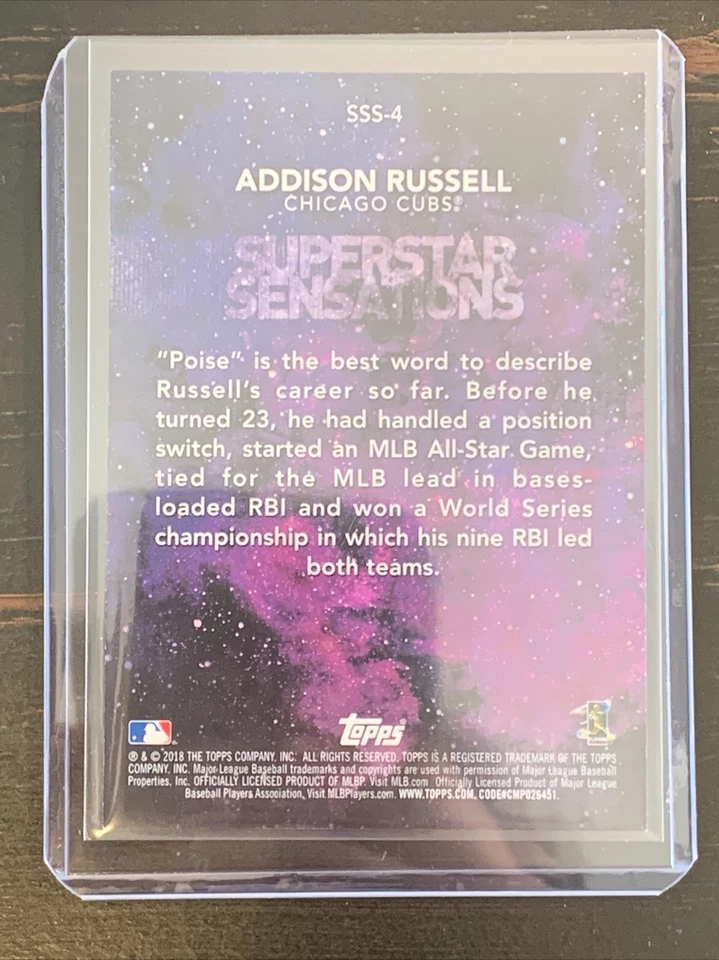 2018 Topps Superstar Sensations Addison Russell Gold Parallel #d /50 PACK FRESH - Image 2 of 2