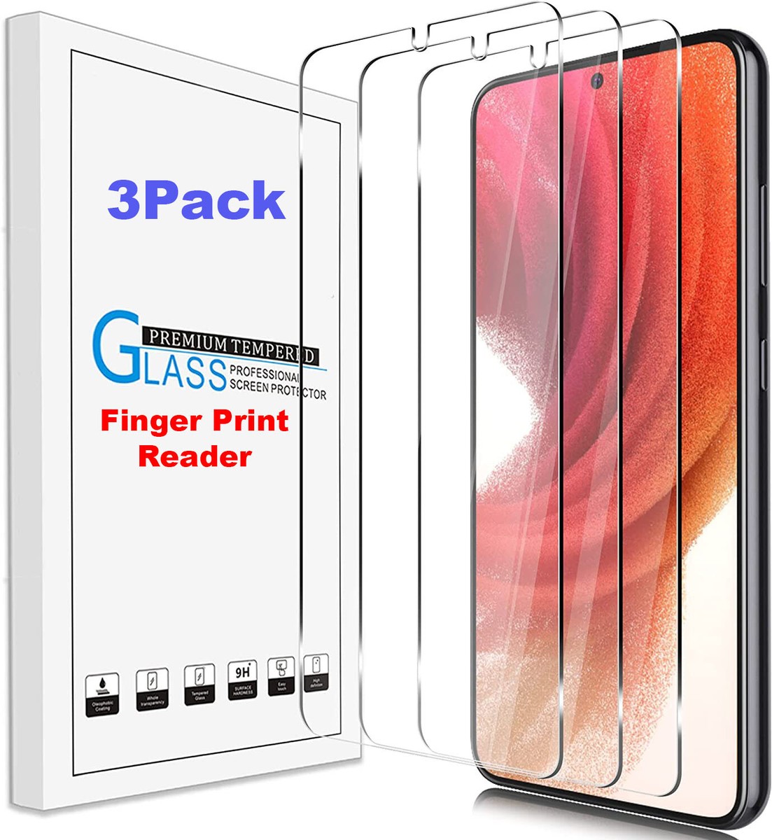 Tempered Glass Screen Protector Finger Print For Samsung Galaxy S21 S22 S23  Plus