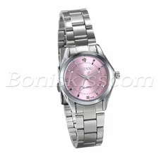 Womens Charm Stainless Steel Band Rhinestone Dial Quartz Analog Wrist Watch Gift