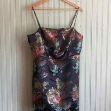 New Look ASOS Foil print metallic floral Spaghetti strap dress size 12