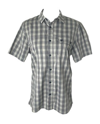 XPLR Mens Medium Button-Down Shirt Checkered Jeremiah Short Sleeve