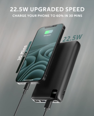A ADDTOP Externer Akku 26800 mAh, 22,5 W Power Bank USB C PD Tragbares