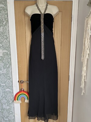 90er Vintage schwarz Glitzer Neckholder Seide Cocktailkleid von Episode 10-12 Weihnachten
