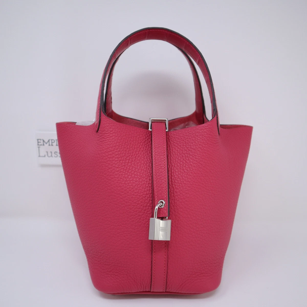NEW HERMES PICOTIN 18 CM Touch Clemence Matte Crocodile Pink