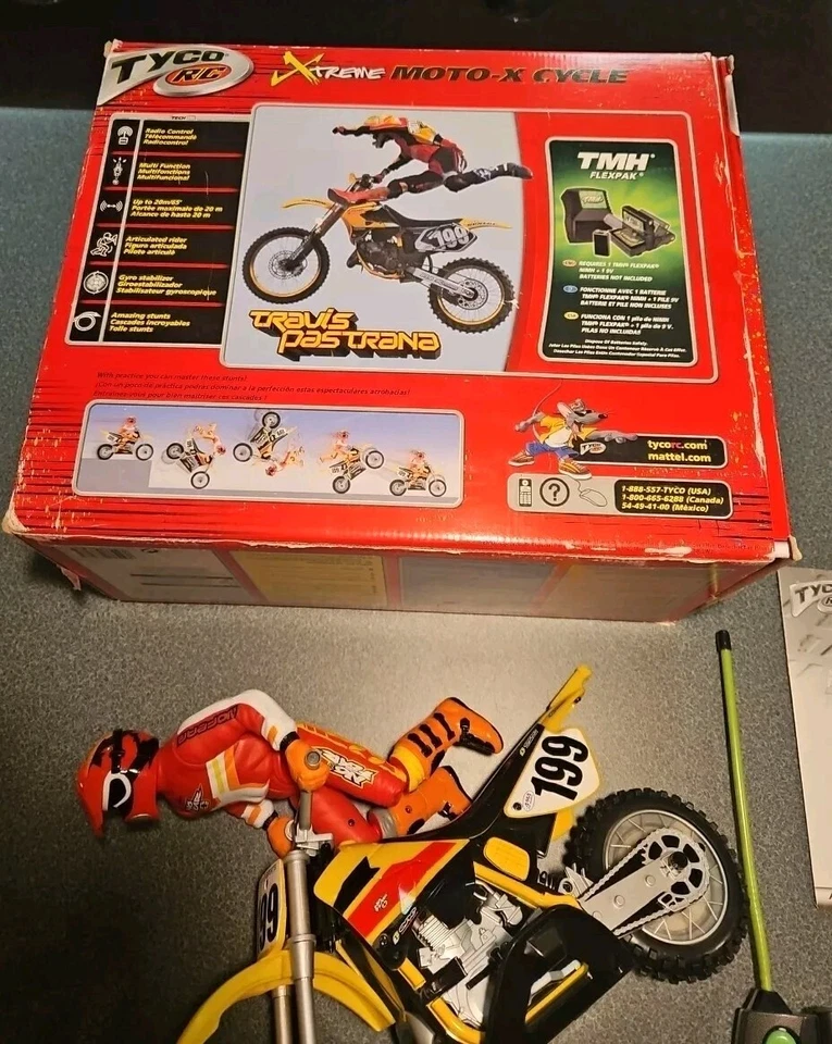 Vintage Tyco RC Travis Pastrana Xtreme Moto-X- Cycle Motocross W/Box NO BATTERY  - Image 3 of 4