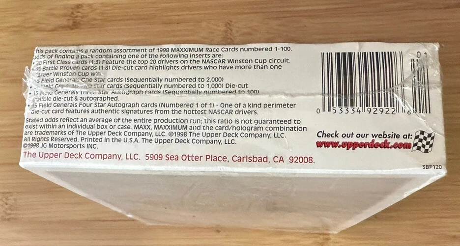 1998 Upper Deck Max Maxximum Racing Box Factory Sealed 24 Pack - Image 3 of 4