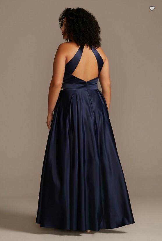 Embellished Satin Plus Size Gown with Open Back size 21 BLONDIE NITES  1168BNW