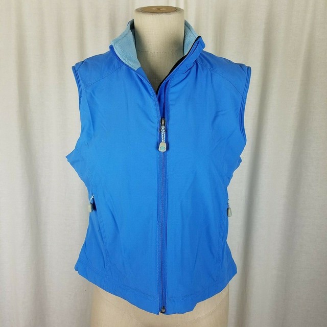 LL Bean Petites Blue Fleece Lined Nylon Vest Womens PM Zip Up Outdoor Mountain eBay