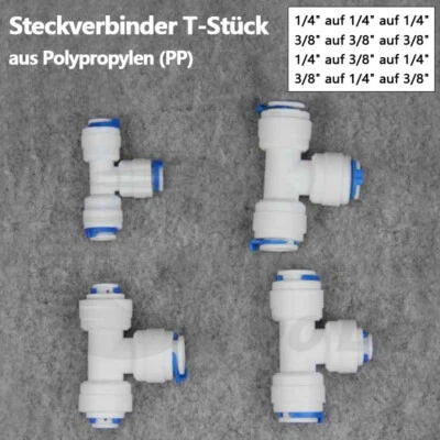 MARKENLOS 1/4" 3/8" Schlauchverbinder T-Stück Steckverbinder für Umkehrosmose Wasserfilter