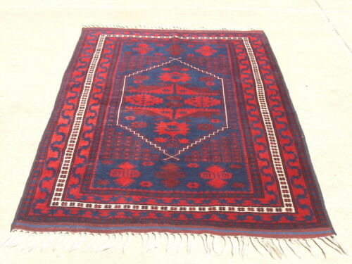 Vintage Turkish Bergamo Bergama Yagcibedir Oriental Rug Carpet 43x78" Reds Blues - Picture 1 of 12