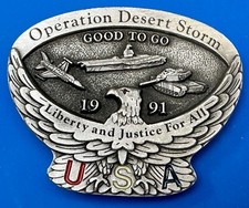 Operation Desert Storm Good To Go Vintage 1991 Belt Buckle Liberty And Justice