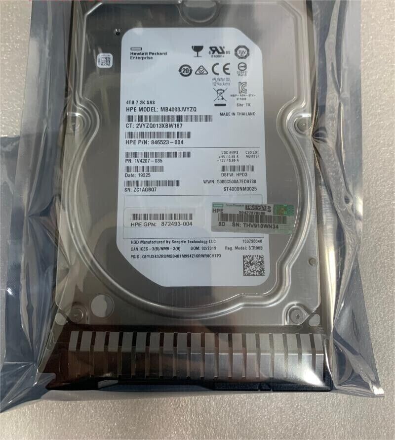 872745-001 872487-B21 HPE 4TB 7.2K RPM 12Gb/s Midline 3.5