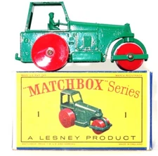 LESNEY MATCHBOX NO. 1D DIESEL ROAD ROLLER - 1962 - RARE AND MINT