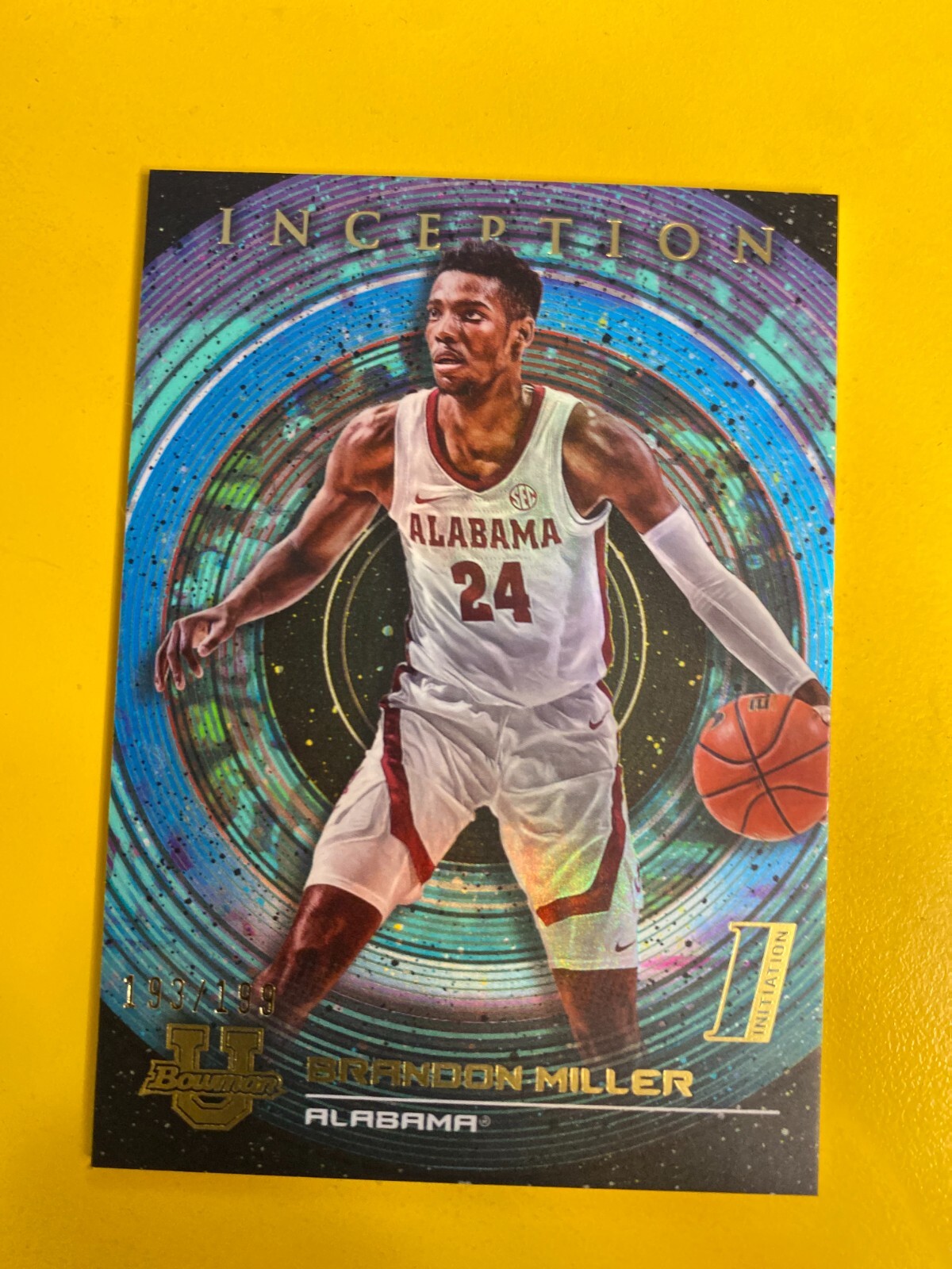RS28097 22-23 Bowman Inception University Aqua Foil  #49 Brandon Miller RC /199