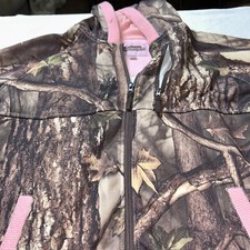 Master Sportswoman Camo W/pink Trim Full Zip Hooded Jacket Coat Size Medium Read