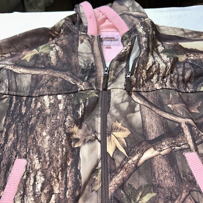 Master Sportswoman Camo w/Pink Trim full zip hooded Jacket Coat Size Medium  Read