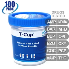 NEW Mintegrity Drug Test 12-Panel T-Cup Urine Home Kit 100-Pack #MI-TDOA-6124