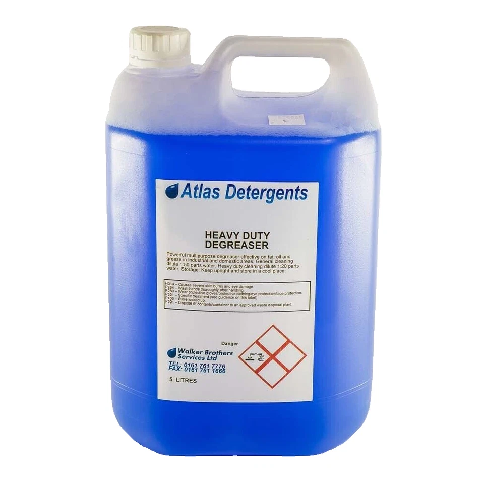 ATLAS DETERGENTS Heavy duty degreaser 5 litre concentrate strong professional cleaner kitchens