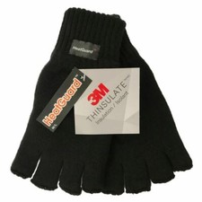 Mens 3M Thinsulate Fingerless Gloves Insulation Knitted Thermal Winter Warm