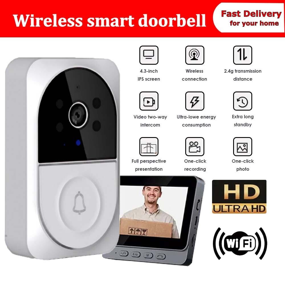 Wireless Smart WiFi Ring Doorbell Intercom Video Camera Door Bell Home Security