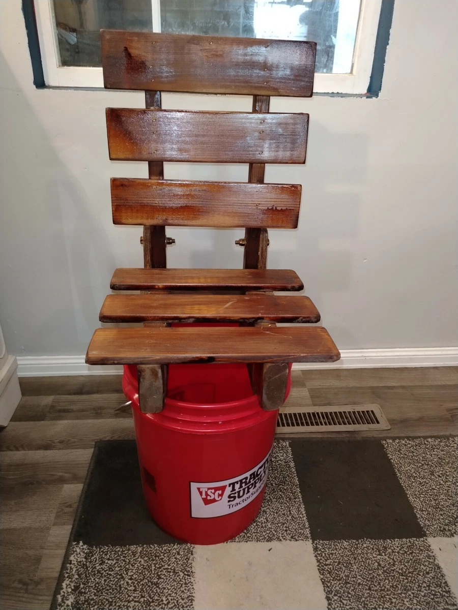 VINTAGE WOODEN FOLDING BUCKET CHAIR HUNTING FISHING eBay