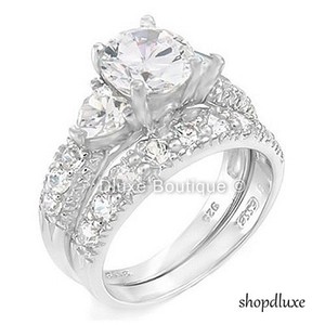 4 15 Ct Round Cut Cz 925 Sterling Silver Wedding Ring Set Women S